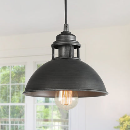 Hendon Industrial Matte Black Wrought Iron Dome Pendant Light