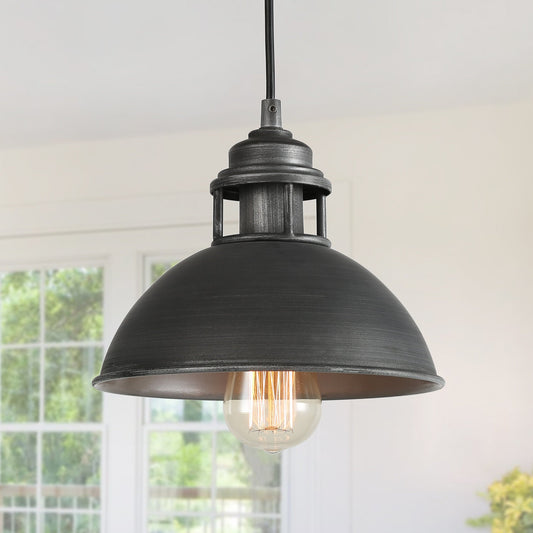 Hendon Industrial Matte Black Wrought Iron Dome Pendant Light