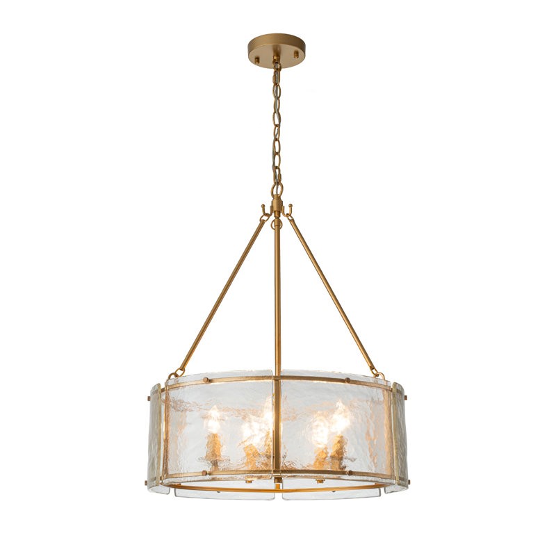 Coriander Farmhouse Water Ripple Glass Drum Chandelier