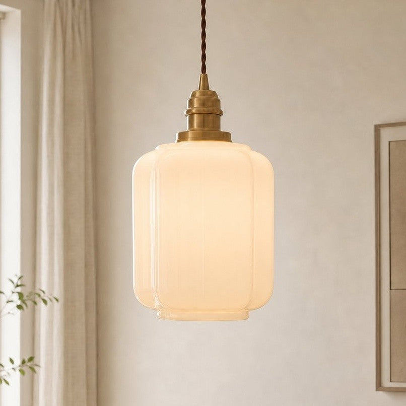 Balthazar Japanese Lantern White Glass Pendant Light