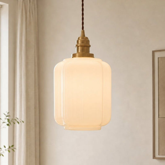 Balthazar Japanese Lantern White Glass Pendant Light