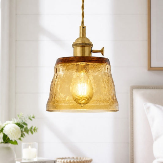 Seraphel Vintage 1-Light Glass Brass Pendant Light