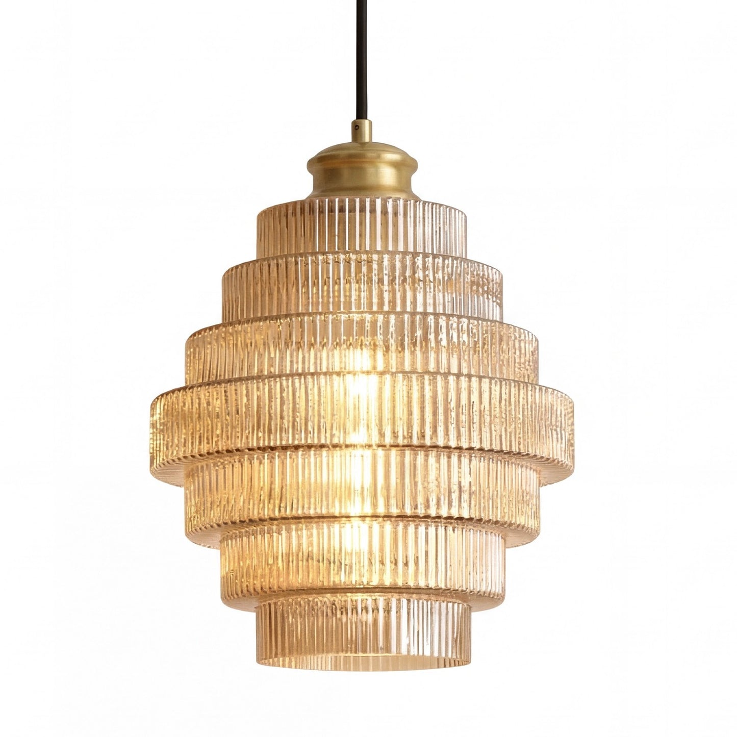 Kaelyn Bottle Shade Stained Striped Glass Pendant Light