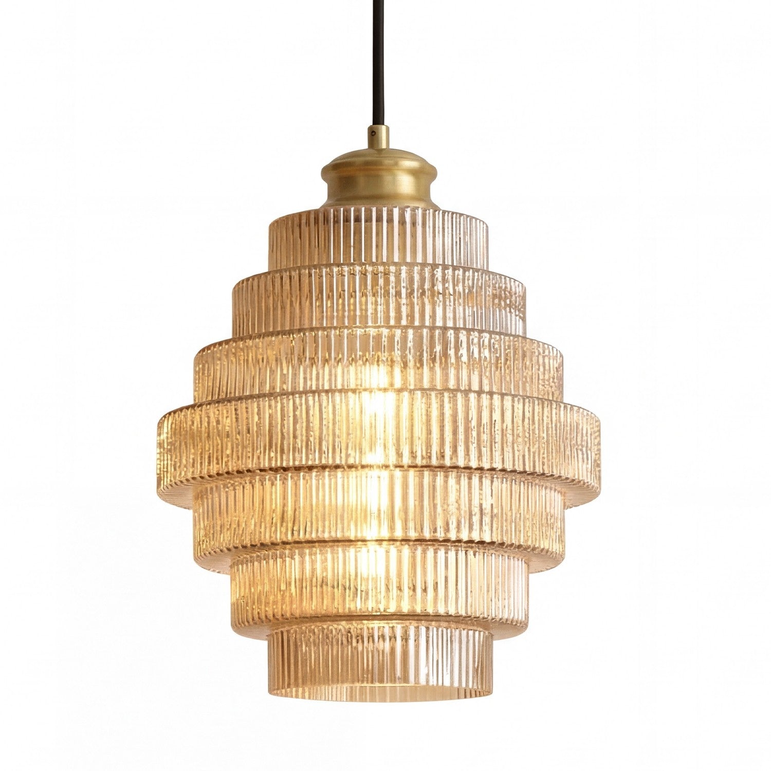 Kaelyn Bottle Shade Stained Striped Glass Pendant Light
