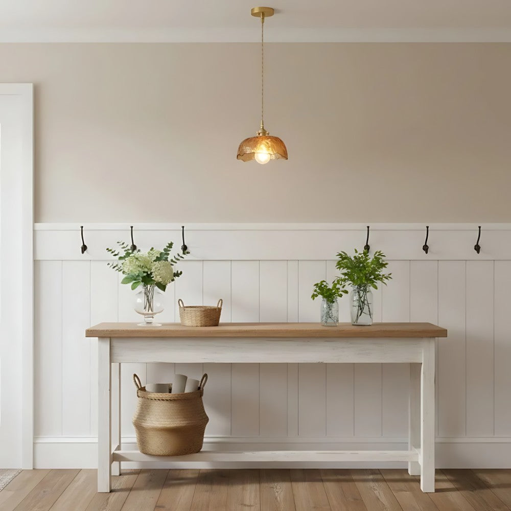 Nyxalis Vintage Brass Glass Pendant Light