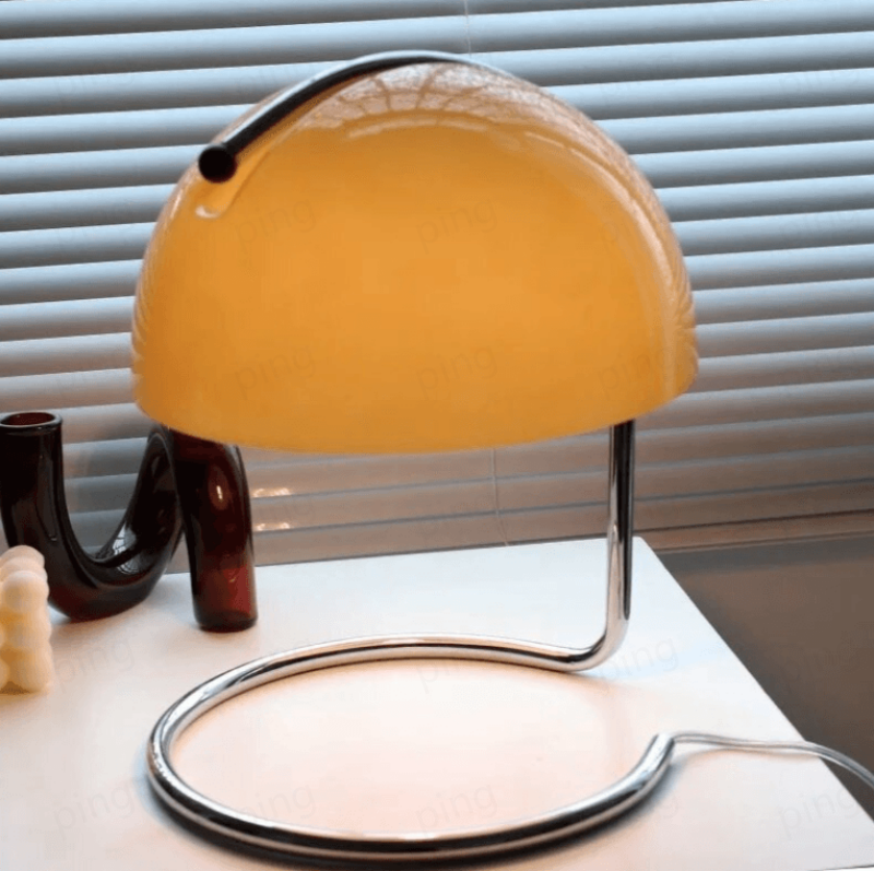 Olivia Bauhaus Bedside Table Lamps With Dome Glass Shades
