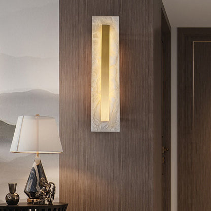 Ozeki Minimalist Brass And Genuine Alabaster Sconce