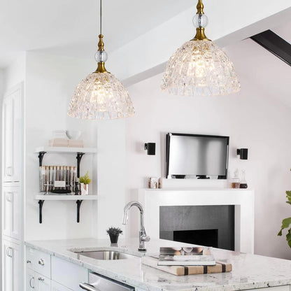 Jorvald Vintage Crystal Dome Brass Pendant Light