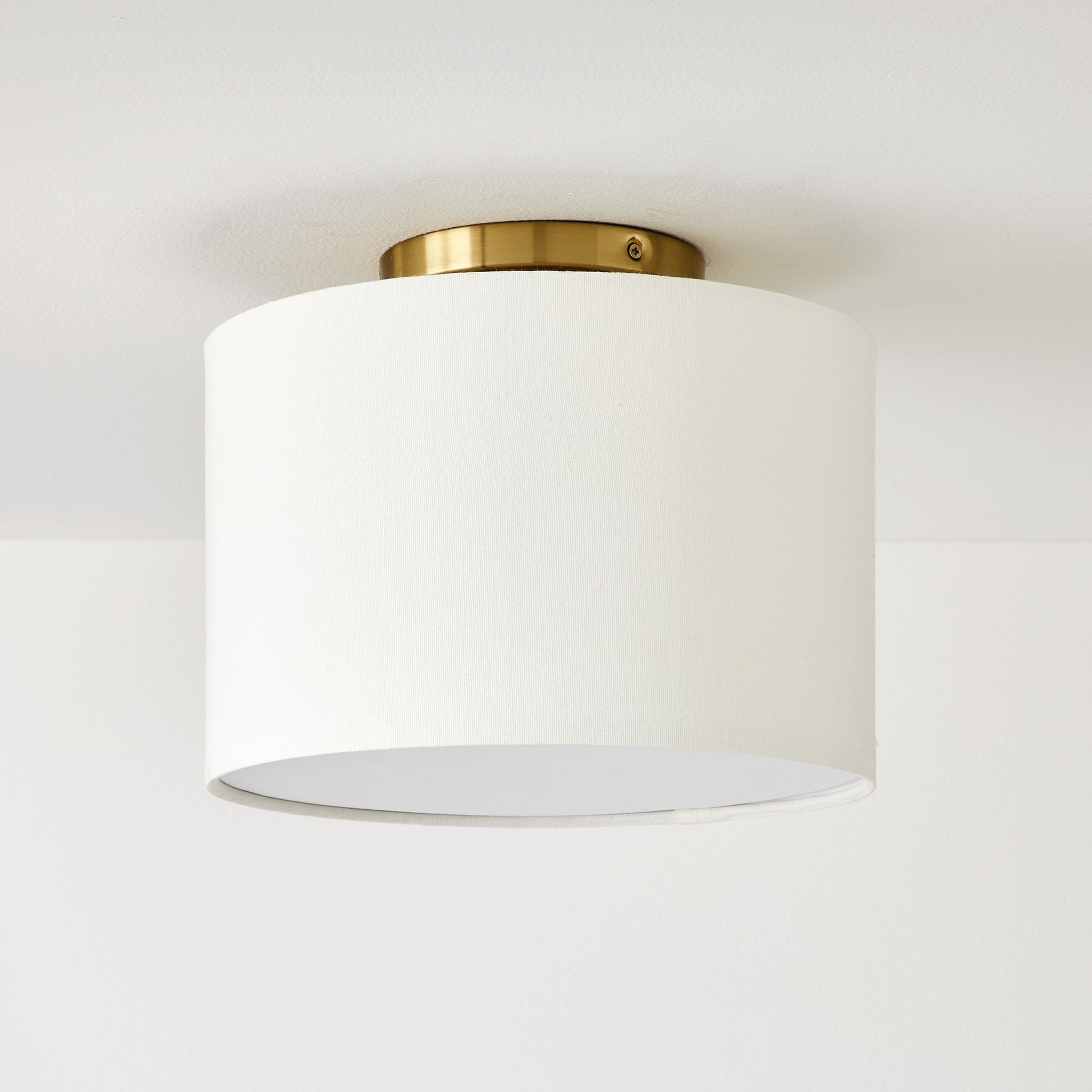 Joram White Linen Drum Ceiling Light