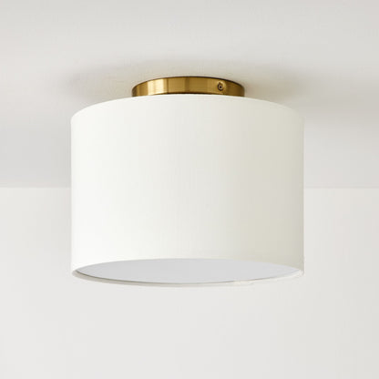 Joram White Linen Drum Ceiling Light