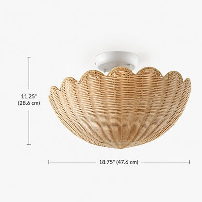 Andrew Natural Flower Rattan Flush Mount Ceiling Light