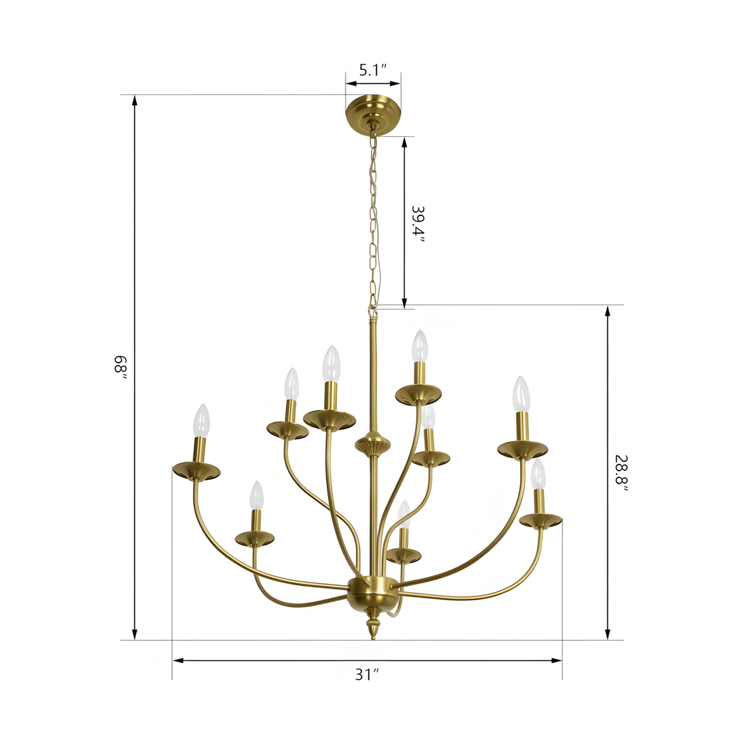 Caelestis Farmhouse 9 Light Metal Chandelier