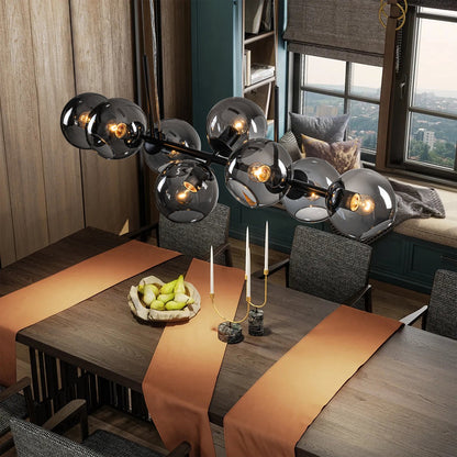 Malley Modern 8-Light Black Globe Glass Chandelier
