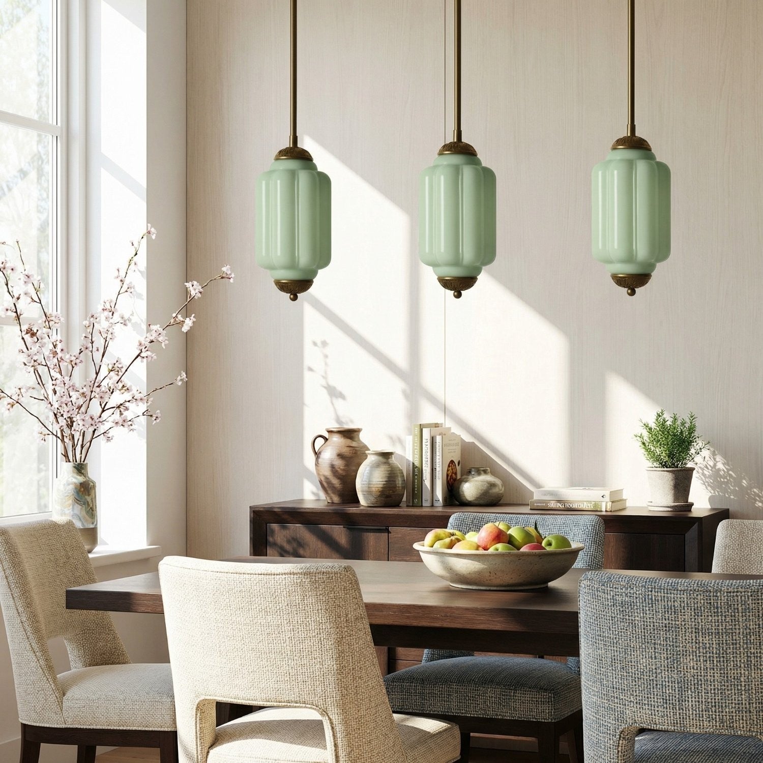 Cyrilith Farmhouse Pumpkin Glass Eloise Pendant Light