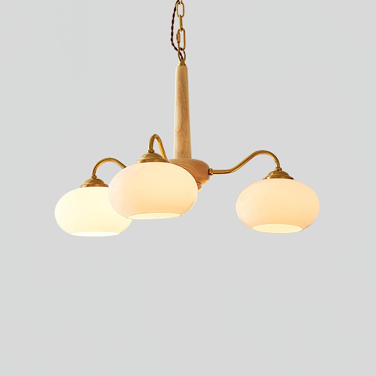 Xyrian Farmhouse Wood White Bauhaus Persimmon Chandelier