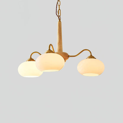 Xyrian Farmhouse Wood White Bauhaus Persimmon Chandelier