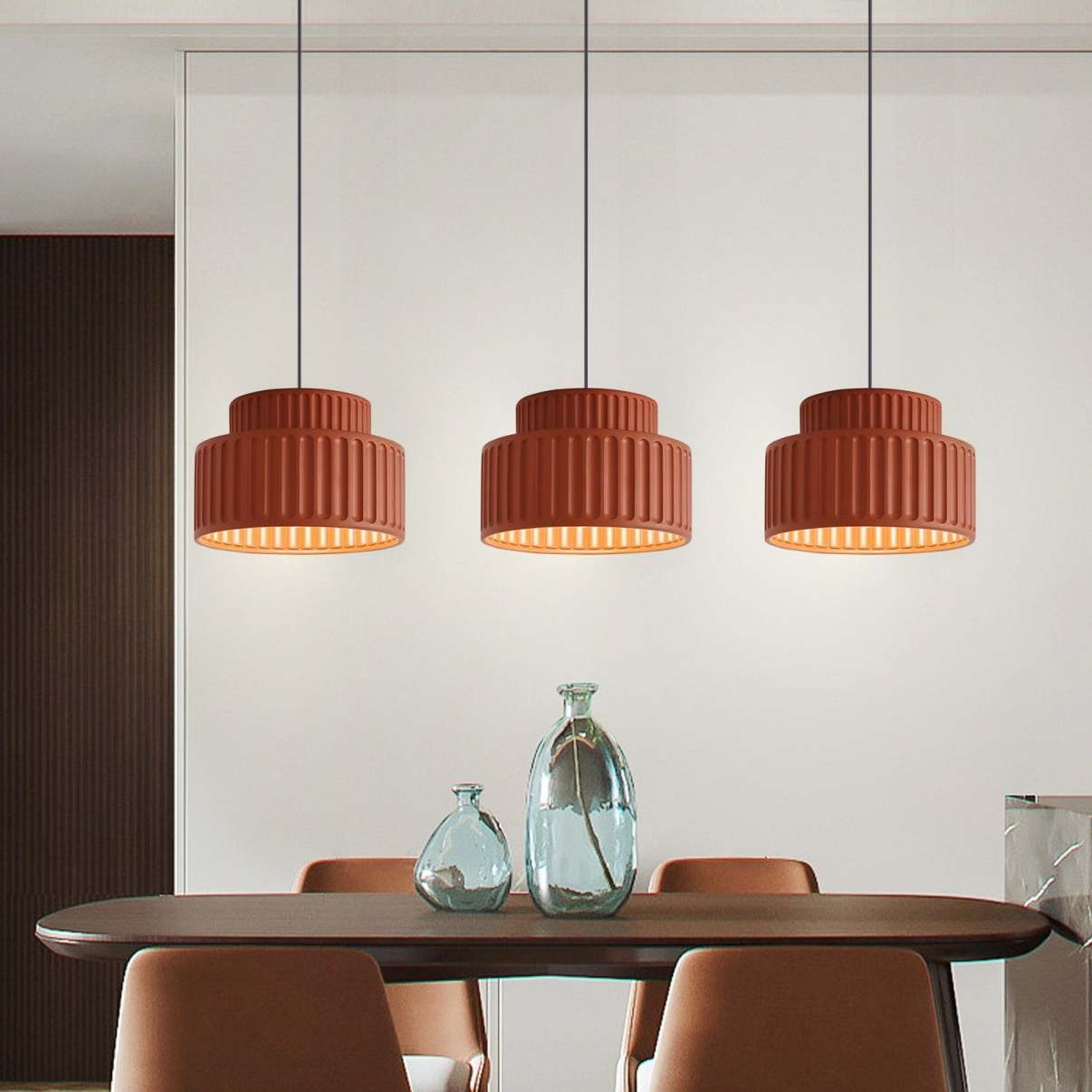 Brisby Striped Frosted Fluted Ceramic Pendant Light