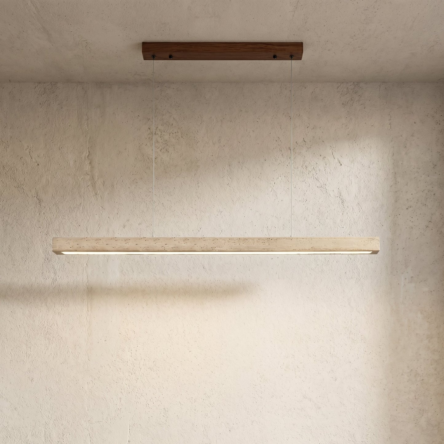 Umberto Minimalist Travertine Linear Pendant Light