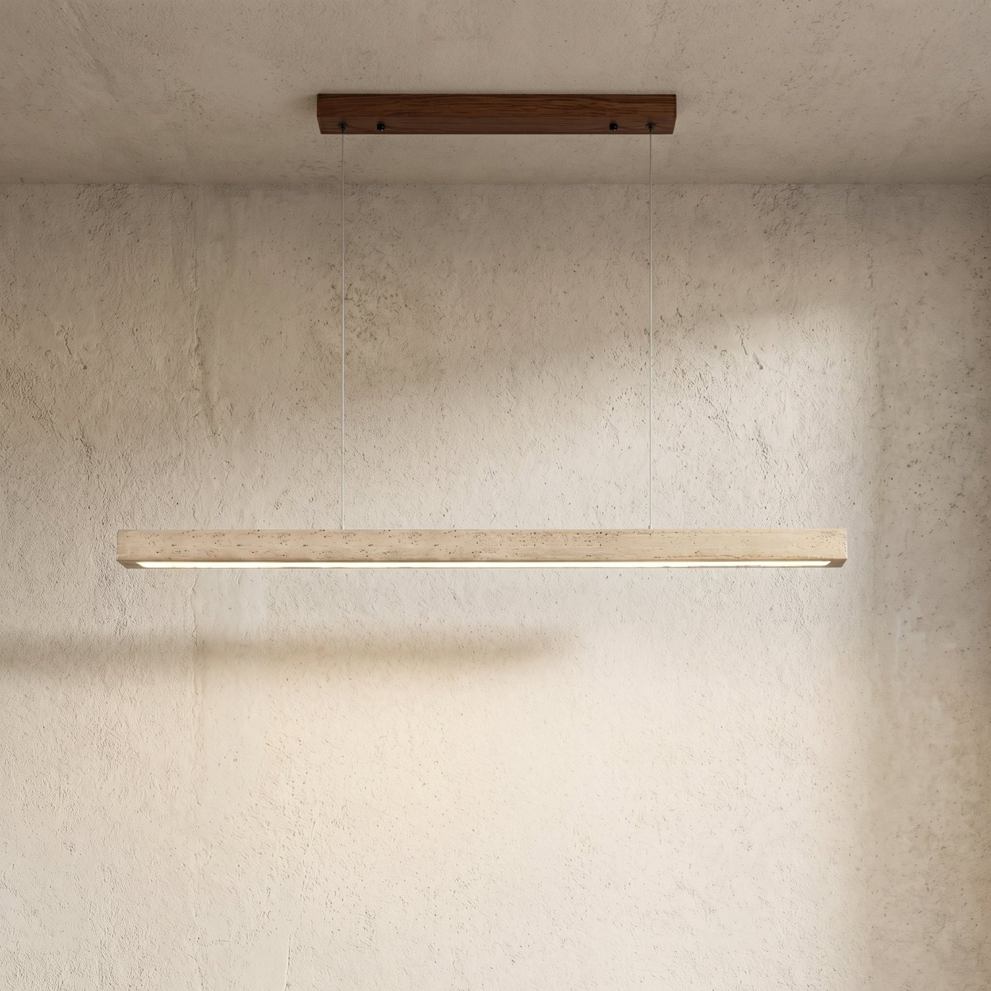 Umberto Minimalist Travertine Linear Pendant Light