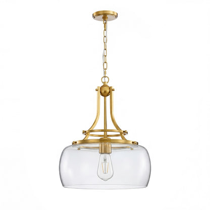 Thalys Brushed Gold Clear Glass Shade Charleston Pendant Light