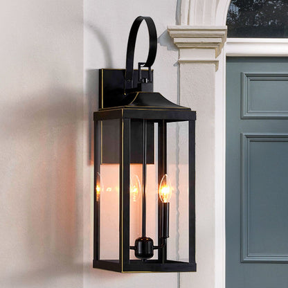 Phelon Large Black Metal Lantern Outdoor Wall Sconce