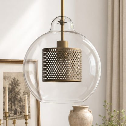 Linc Contemporary Globe Clear Glass Metal Pendant Light