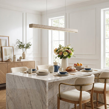Umberto Minimalist Travertine Linear Pendant Light