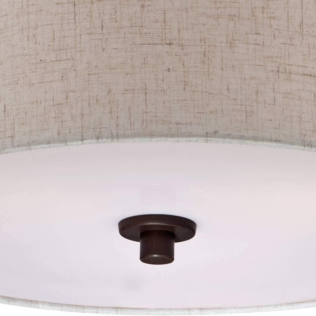 Jynor Bronze Oatmeal Fabric Drum Semi Flush Mount Light