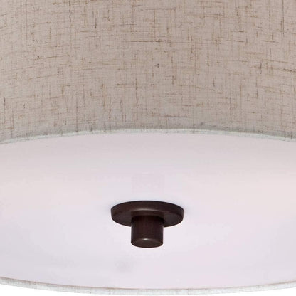 Jynor Bronze Oatmeal Fabric Drum Semi Flush Mount Light