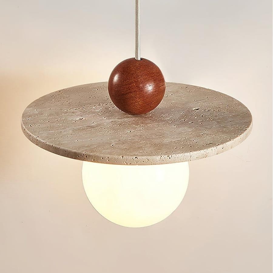 Jeremiah Cream Style Flying Disc Travertine Pendant Light