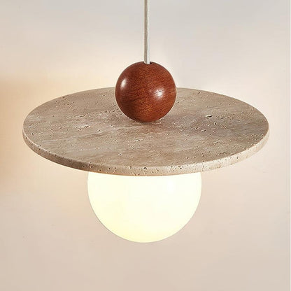Jeremiah Cream Style Flying Disc Travertine Pendant Light