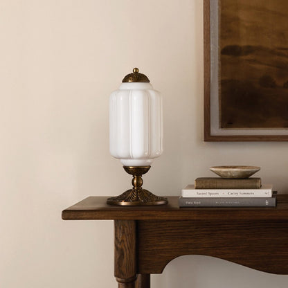 Nexos French Retro Cream Glass Textured Eloise Table Lamp