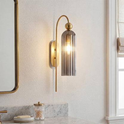 Emrys Modern Gold Fluted Glass Cylinder Sconce