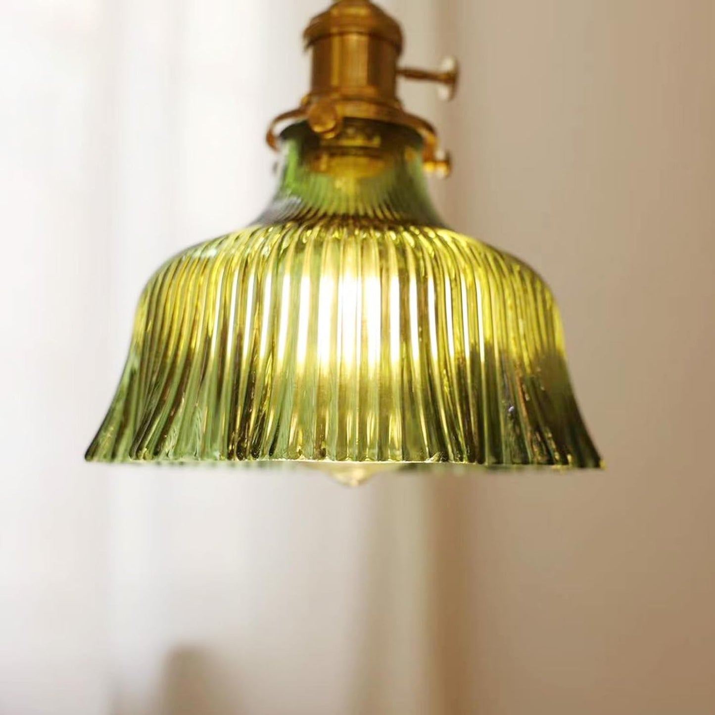Hermin Antique Flower Ribbed Glass Pendant Light