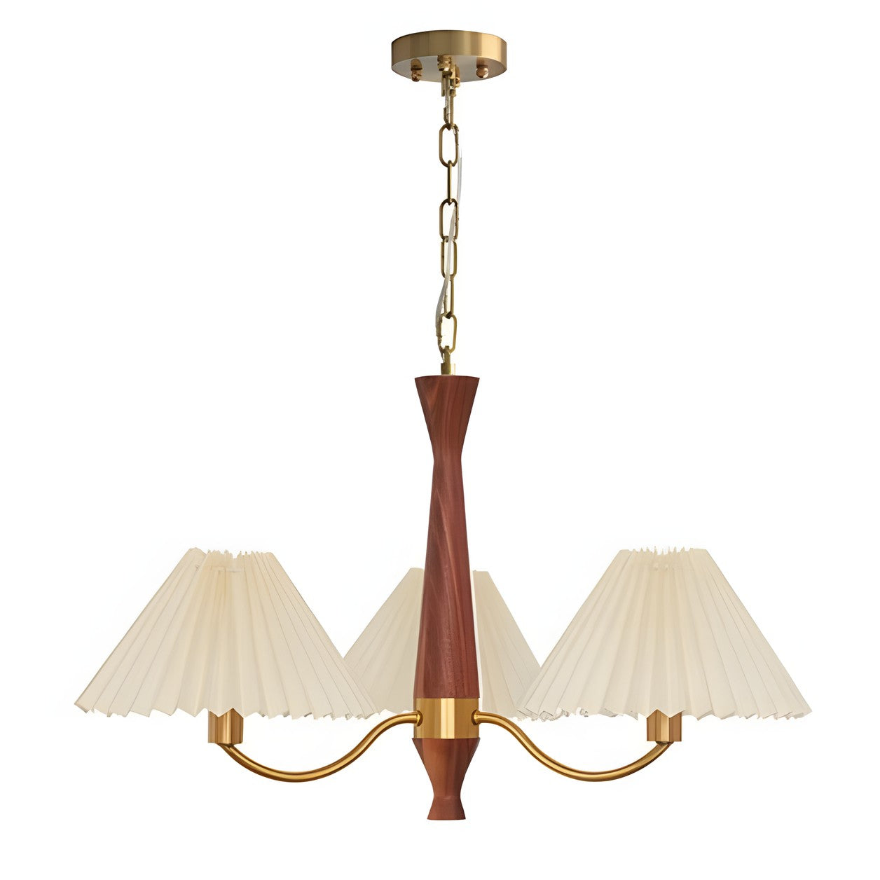 Axel Rustic Pleated Shade Wood Chandelier