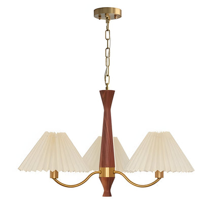 Axel Rustic Pleated Shade Wood Chandelier
