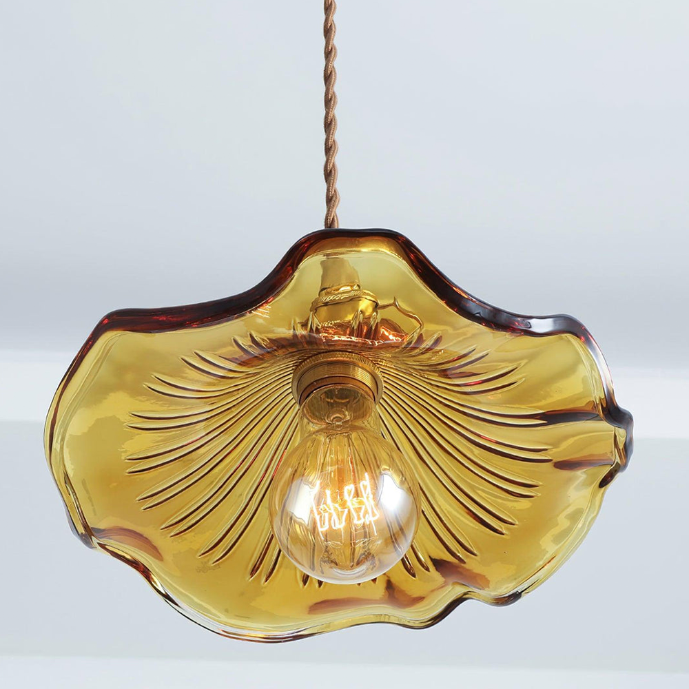 Liliana Retro Hibiscus Flower Glass Shade Pendant Light