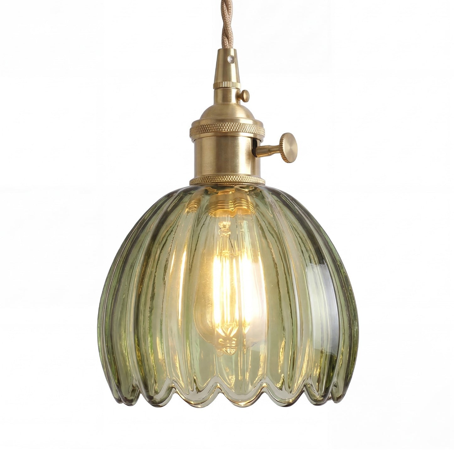Ivana Retro Copper and Glass Tulip Pendant Light