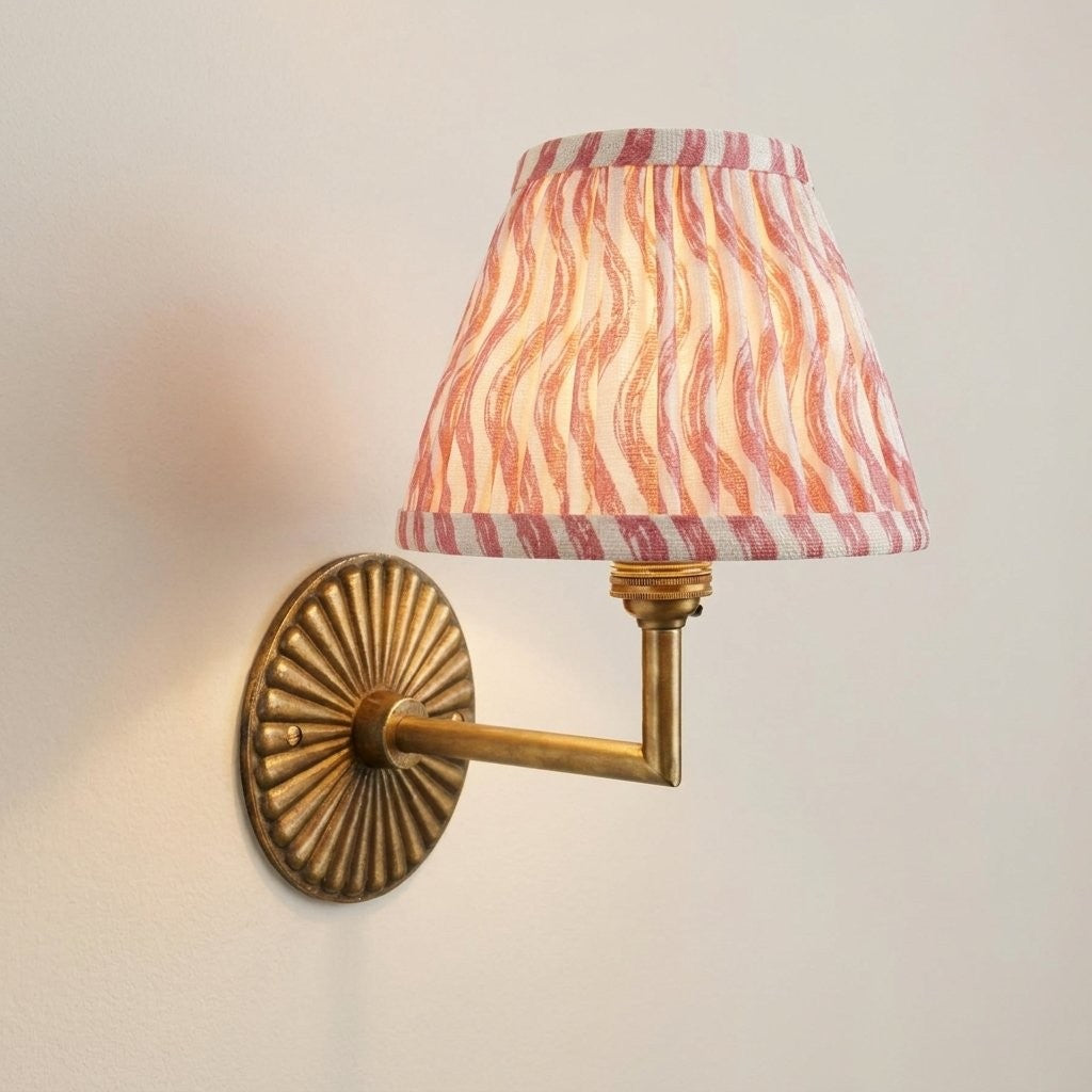 Dimitri Vintage Brass Pleated Fabric Wall Sconce