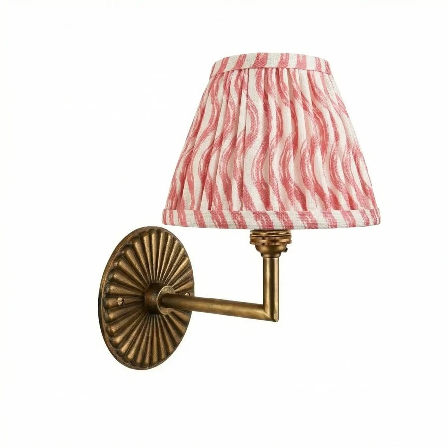 Dimitri Vintage Brass Pleated Fabric Wall Sconce