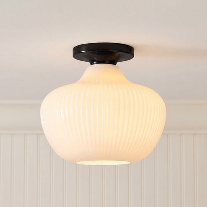 Naiad Rustic Sculptural Ribbed Glass Flush Ceiling Light
