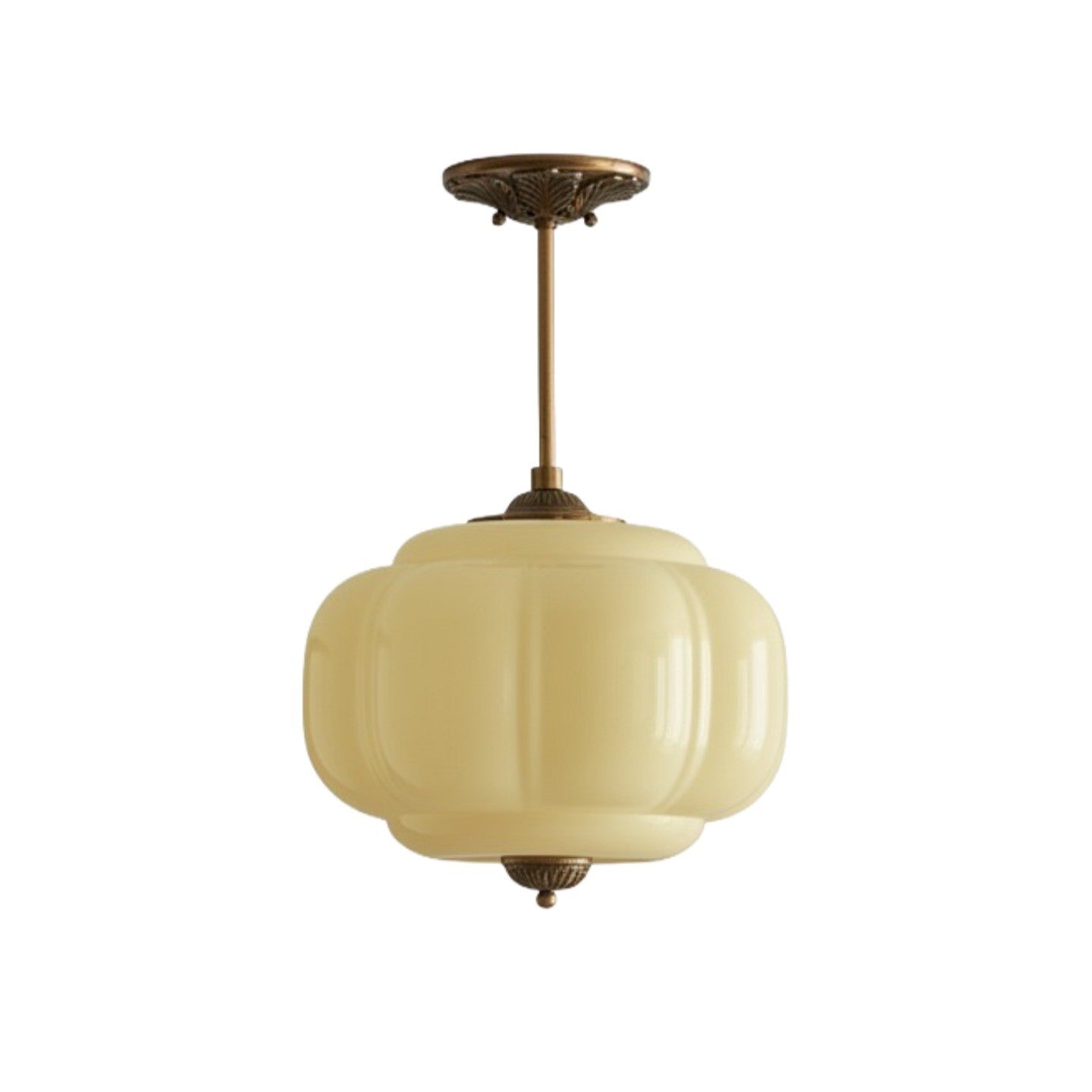 Vortan Antique Brass Green Glass Semi-Flush Mount Eloise Pendant Lamp