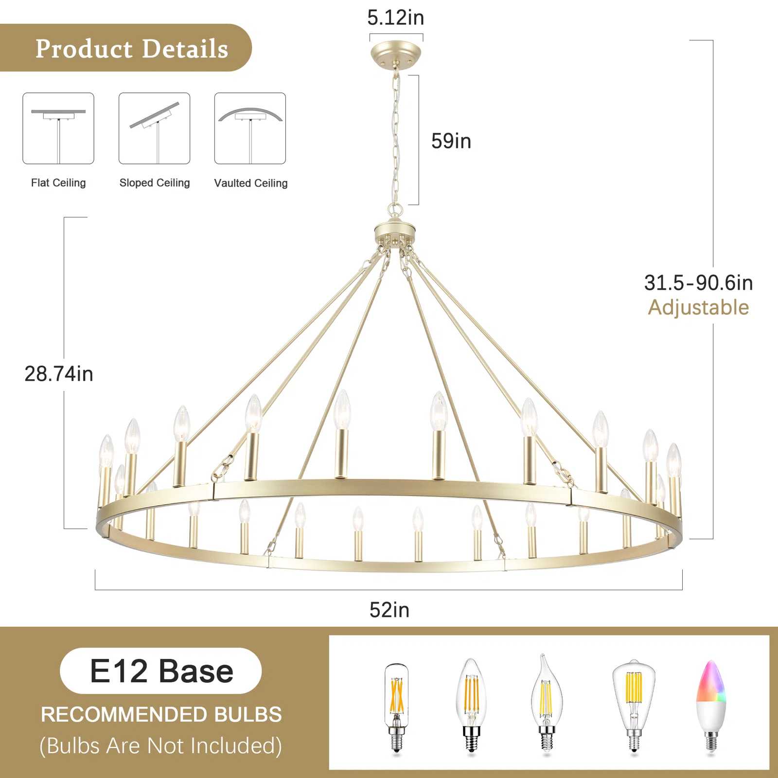 Raeth Farmhouse 24 Lights Wagon Wheel Candle Style Chandelier