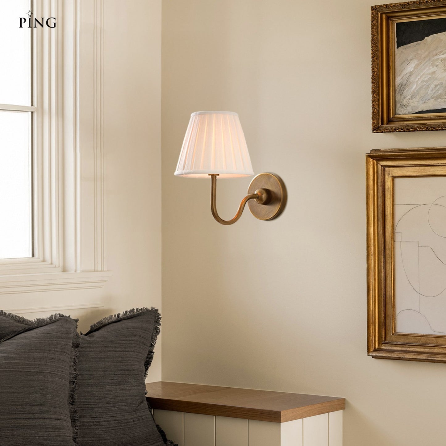 Stefania Rustic White Pleated Fabric Shade Sconce