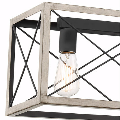 Wrylor Farmhouse 7 Light Steel Rectangle Chandelier