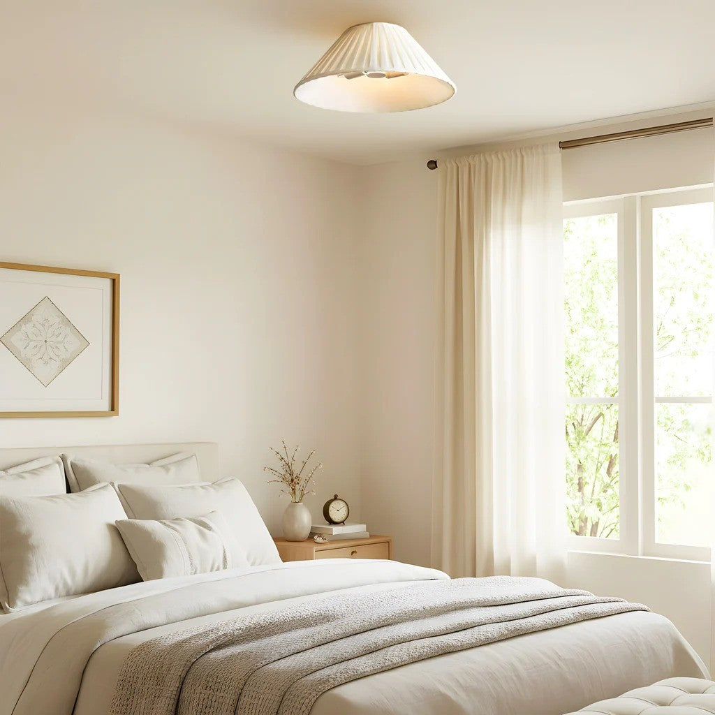 Zephiris Vintage Pleated Fabric Cone Ceiling Light