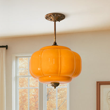 Vortan Antique Brass Green Glass Semi-Flush Mount Eloise Pendant Lamp