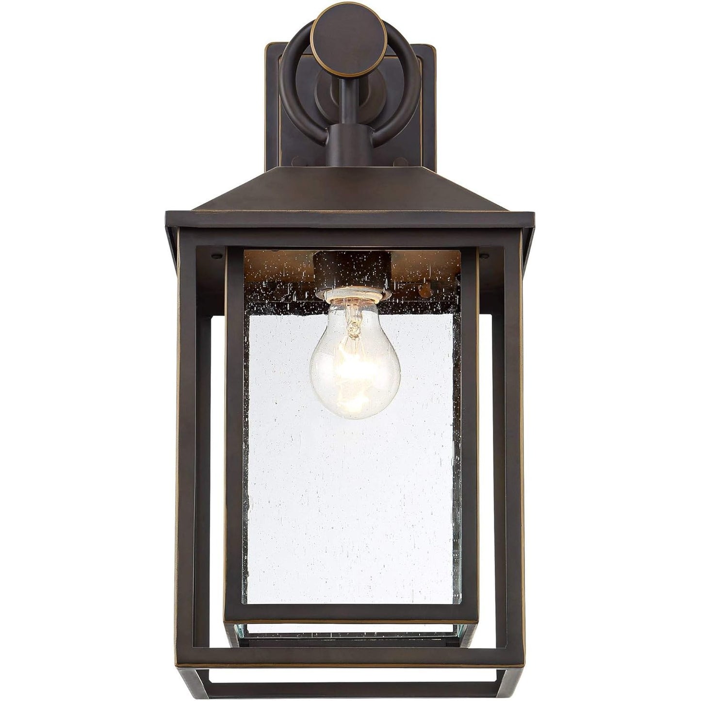 Mythor Bronze Textured Clear Glass Lantern Outdoor Sconce