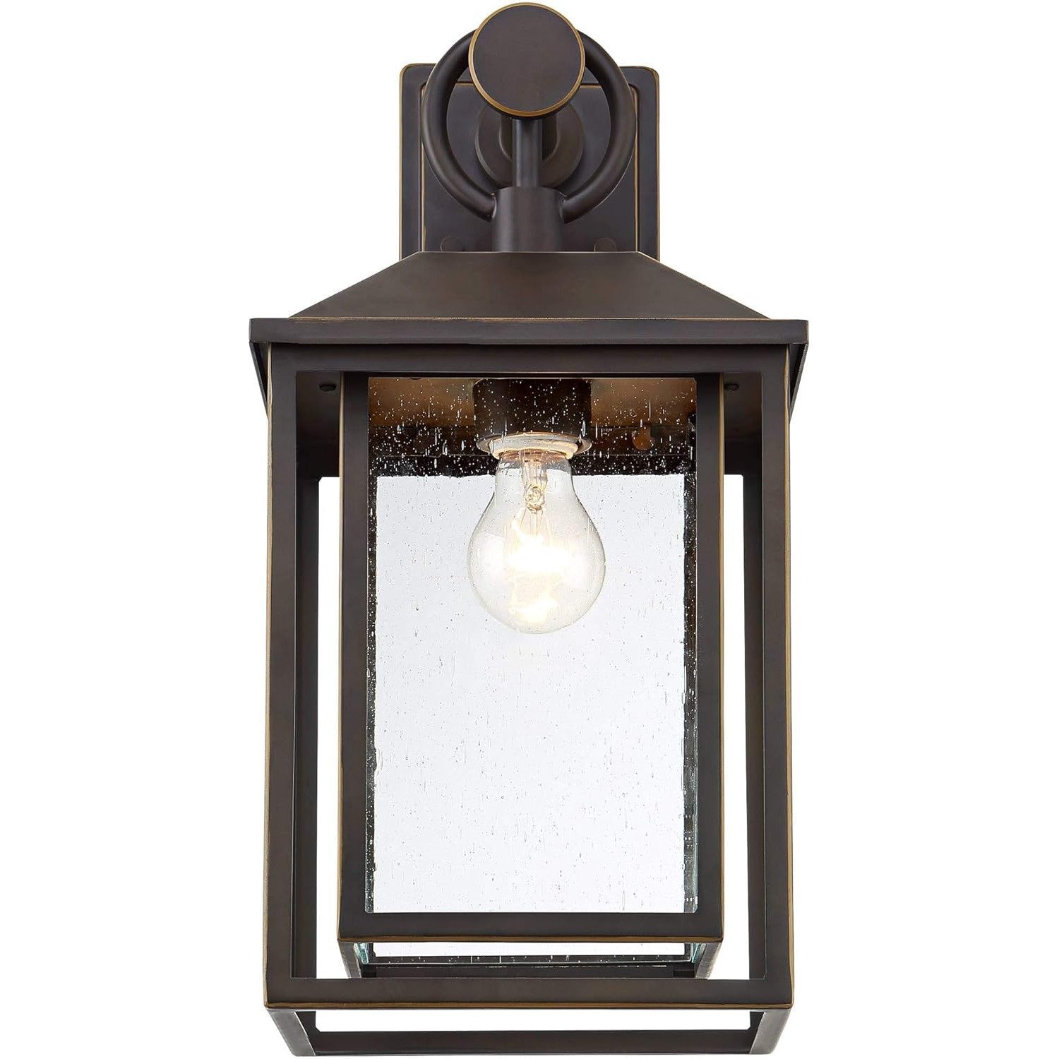Mythor Bronze Textured Clear Glass Lantern Outdoor Sconce