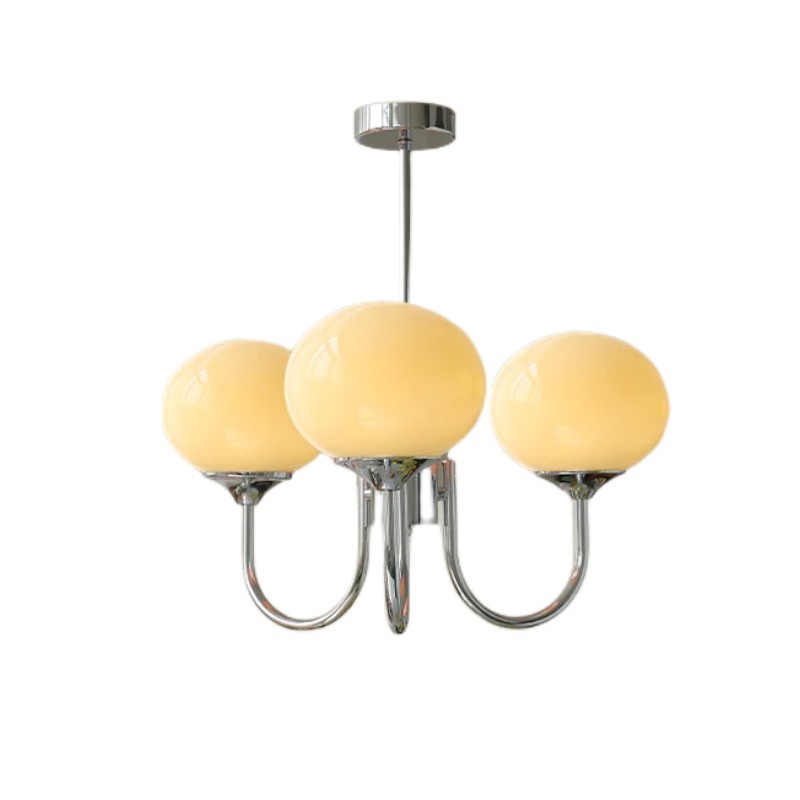 Bianca Colored Glass Shade Chandelier with Globes